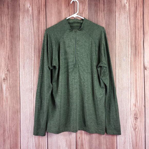 Lululemon Mens Size XL Metal Vent Tech Half Zip 2.0 Rainforest Green Green Twill - Picture 2 of 14
